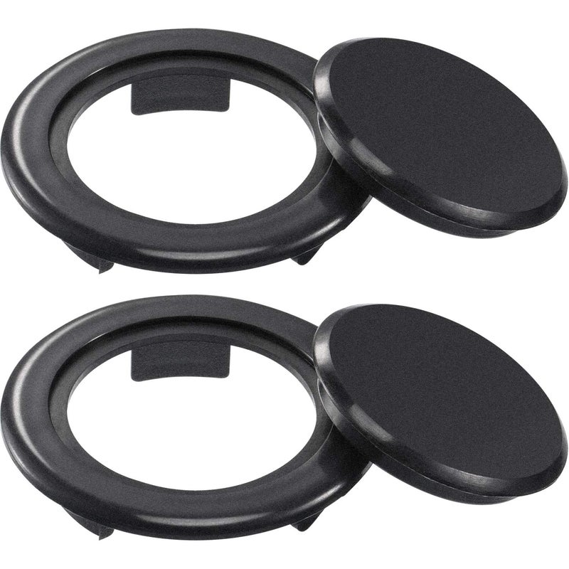 Bememo 2 Sets 2 Inch Patio Table Umbrella Hole Ring and Cap Set, Standard Size Umbrella Thicker Hole Ring Plug and Cap Set (Black) - Image 1